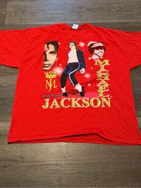 Vintage Y2K Michael Jackson This Is It T-Shirt 3XL Red King of Pop Tour Tee